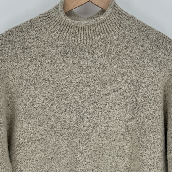 Zara Women's Bell Sleeve Mock Neck Knit Sweater Size XL Oatmeal Pullover Cozy - Picture 2 of 11